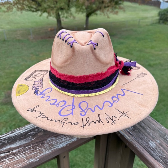 Hocus Pocus Hand Burned Suede Fedora Hats - Picture 4 of 4